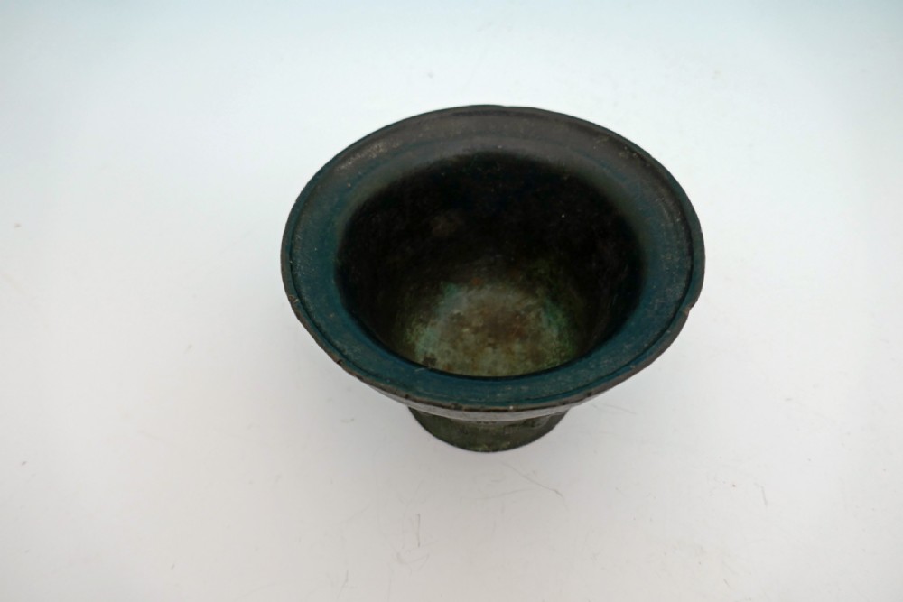 Antique Metalware 16thc / 17thc Small Bronze Pestle & Mortar.   French C1580-C1600 View III