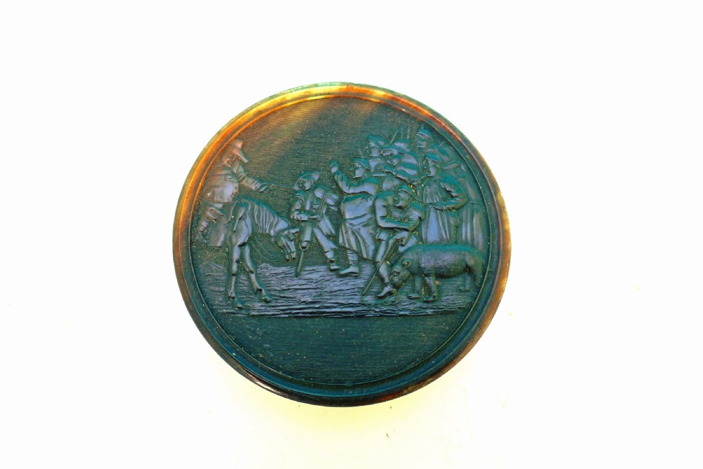 Early 19thc Horn Collectables Signed James Bradwell Pressed Snuff Box.  English. C1800-30.