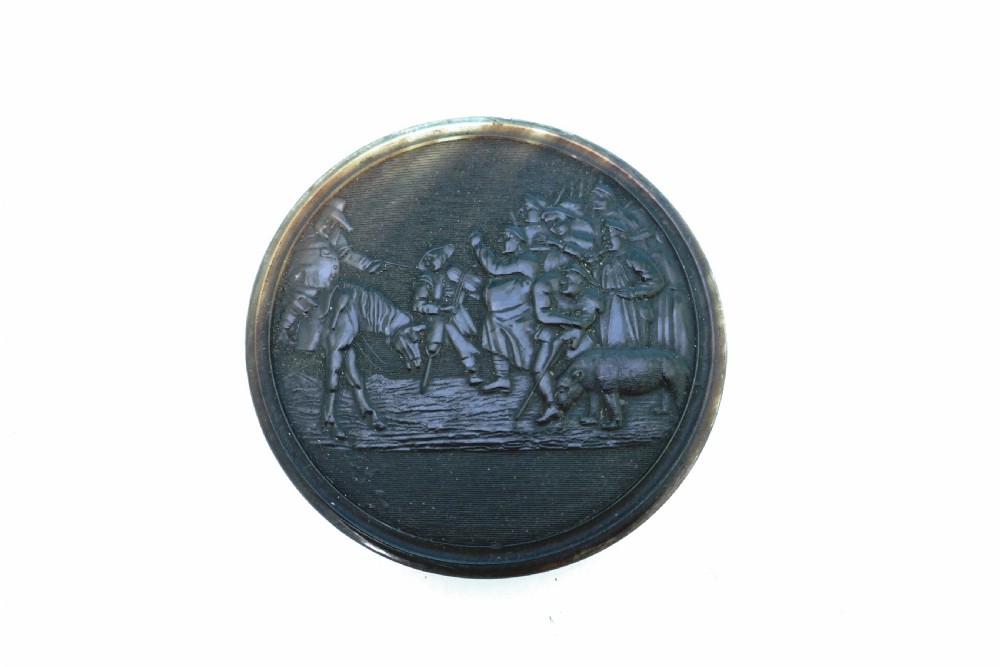 Early 19thc Horn Collectables Signed James Bradwell Pressed Snuff Box.  English. C1800-30. View V