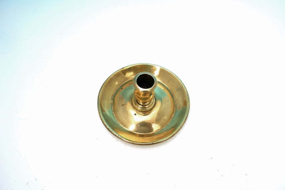 19thc Antique Metalware Brass Candleholder with 