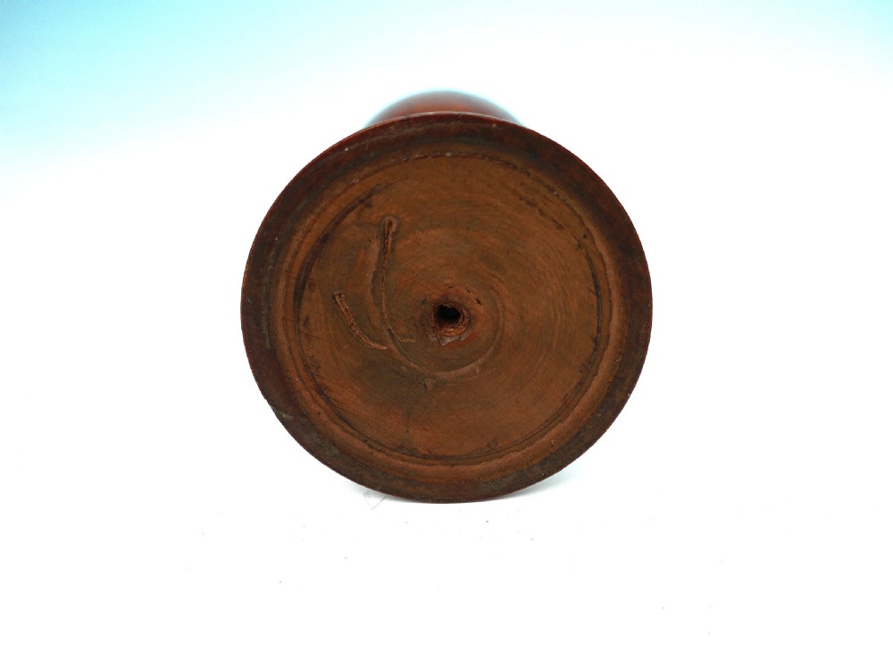 Antique 19thc Treen Fruitwood Turned Goblet With Raised Pedestal Base.  English C1800-20. View III
