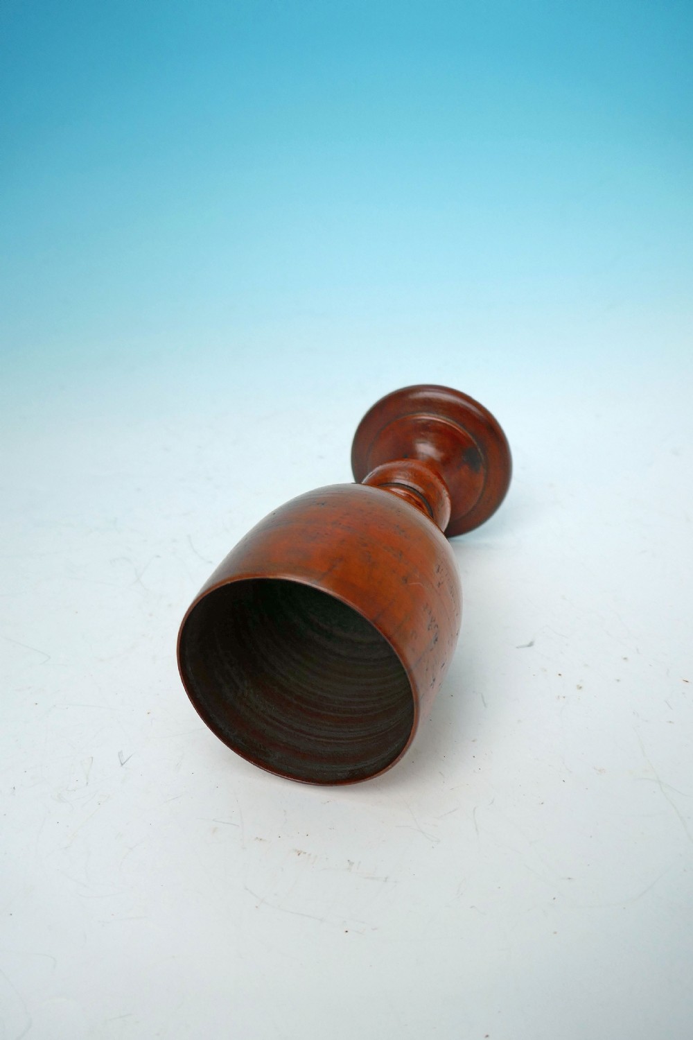 Antique 19thc Treen Fruitwood Turned Goblet With Raised Pedestal Base.  English C1800-20. View IV