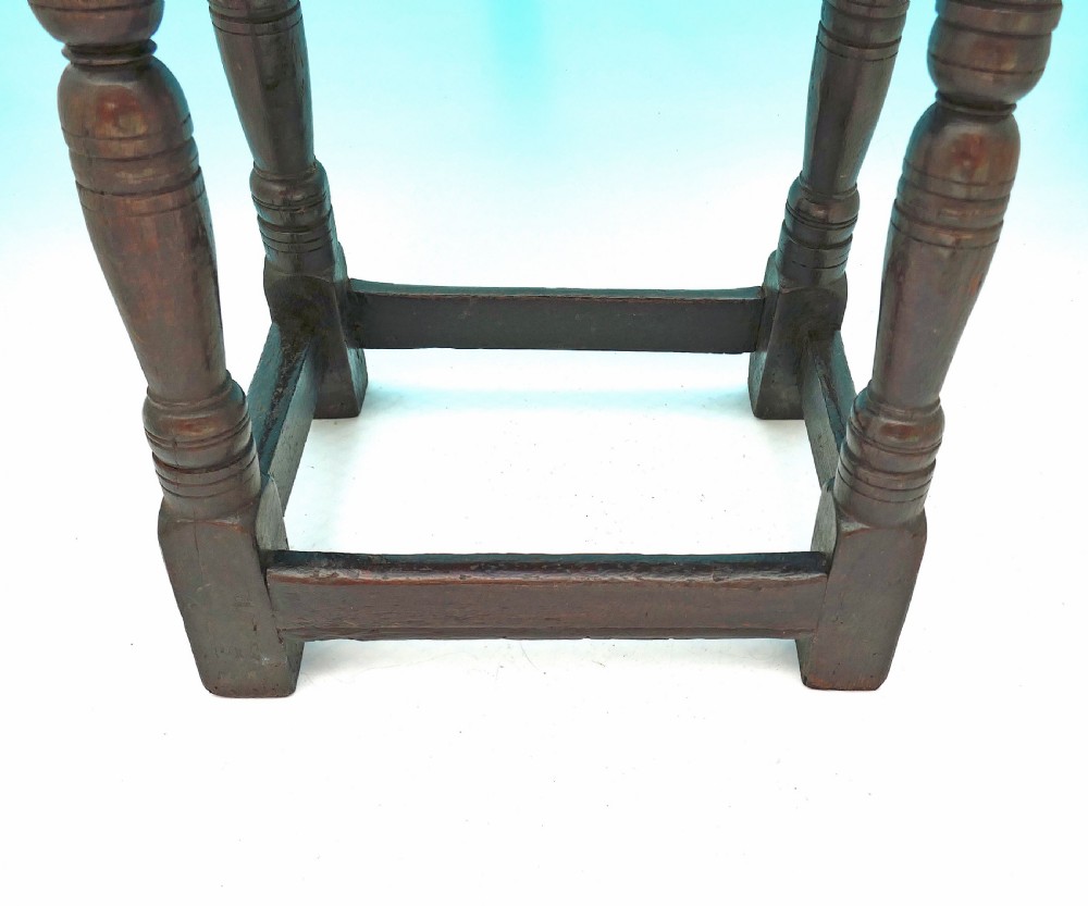 Antique 17thc Oak & Country Furniture Joyned Stool.   English C1640-50. View III