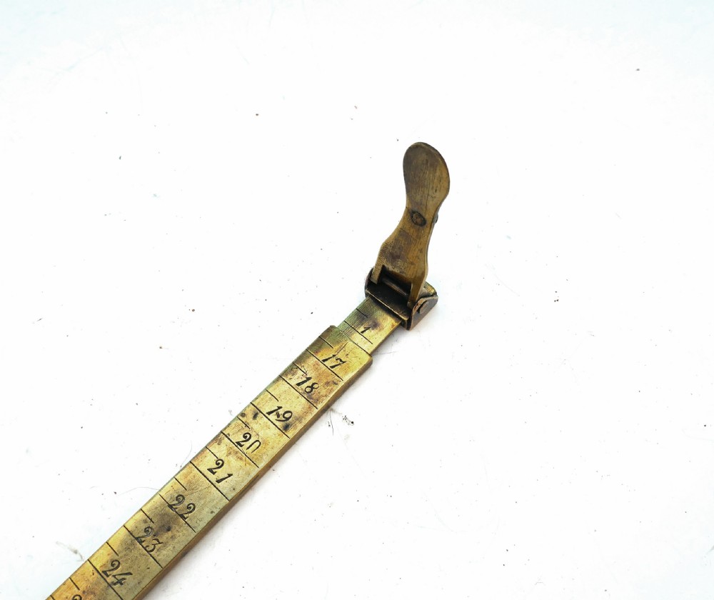 Antique Metalware 18thc Brass Child's Foot Rule.    English C1780-C1800. View III