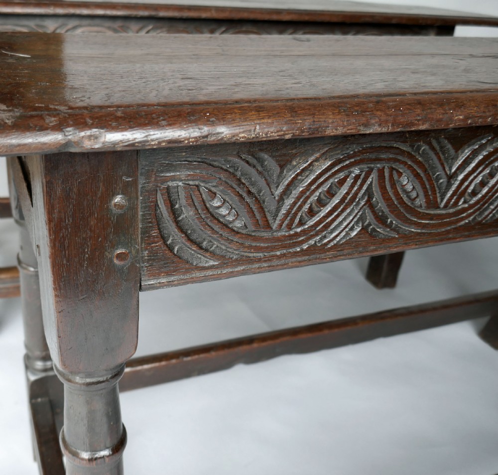 Antique Early English Furniture 17thc Pair Of Oak Joyned Benches.  English C1620-40. View III