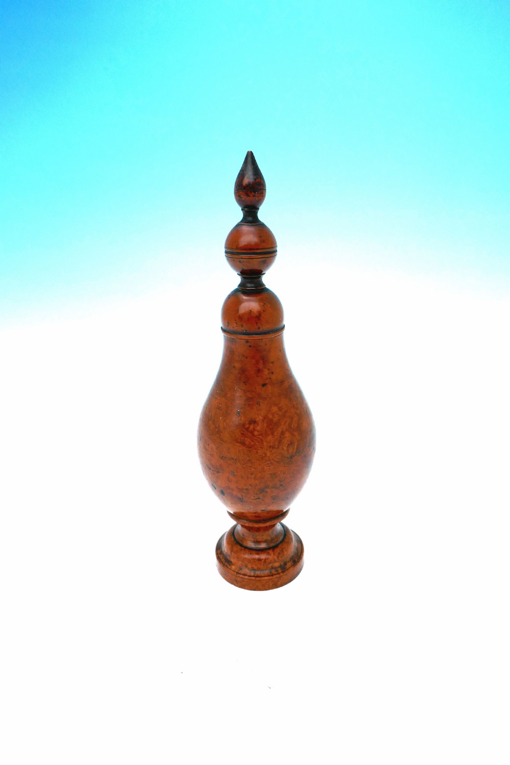An Early 19thc Treen Burr Glove Powder Flask Of Pleasing Shape. French C1820-40.