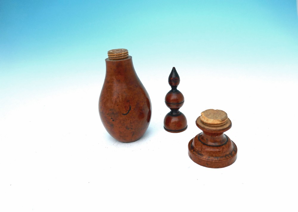 An Early 19thc Treen Burr Glove Powder Flask Of Pleasing Shape. French C1820-40. View III