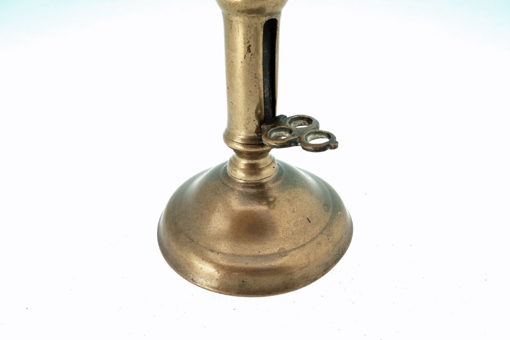 Early Metalware 18thc Brass Single Candlestick With Side Ejector.  English C1720-30 View III