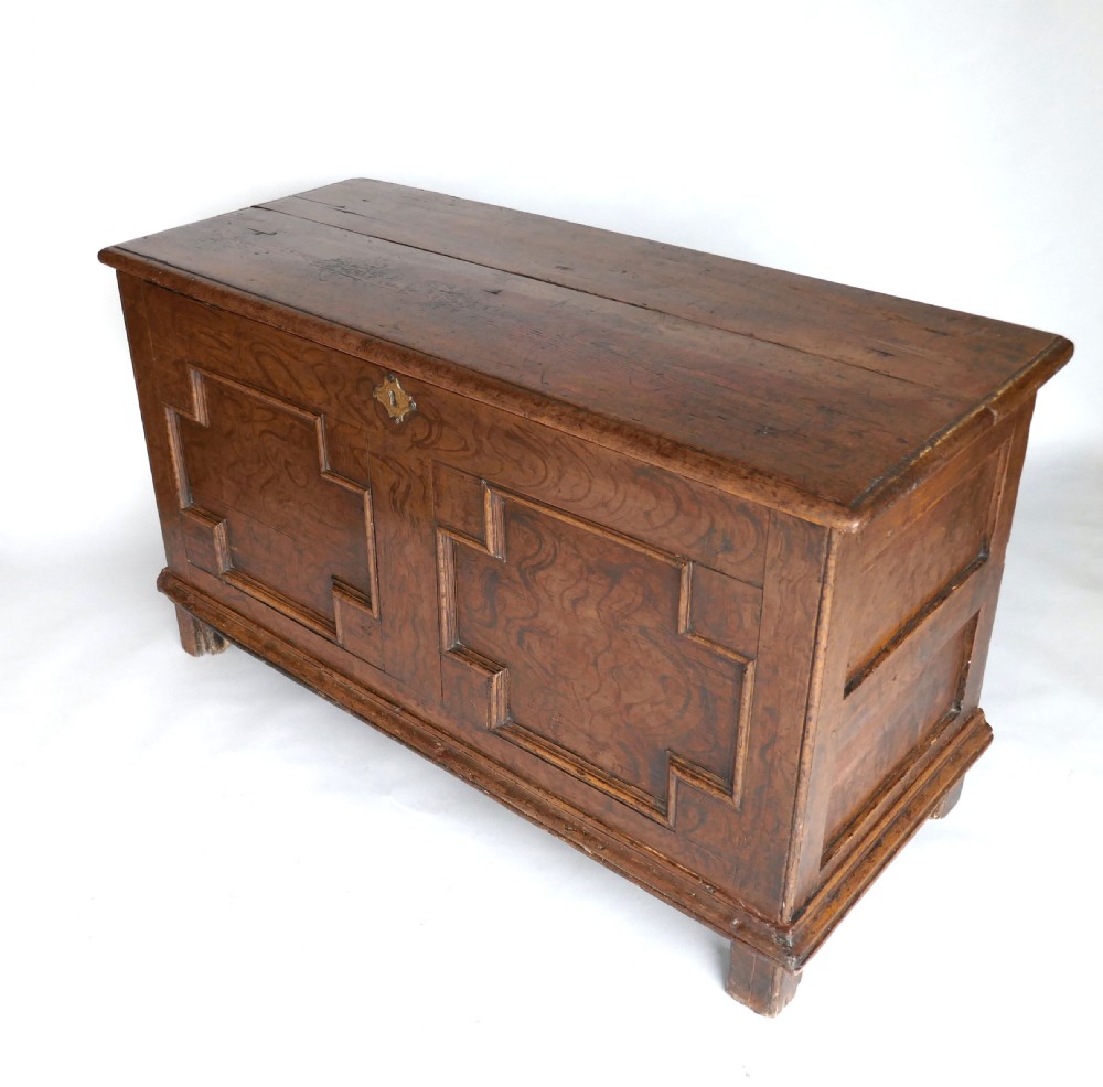 Antique 17thc Country Furniture Original Painted Pine Coffer.     English C1680-90.