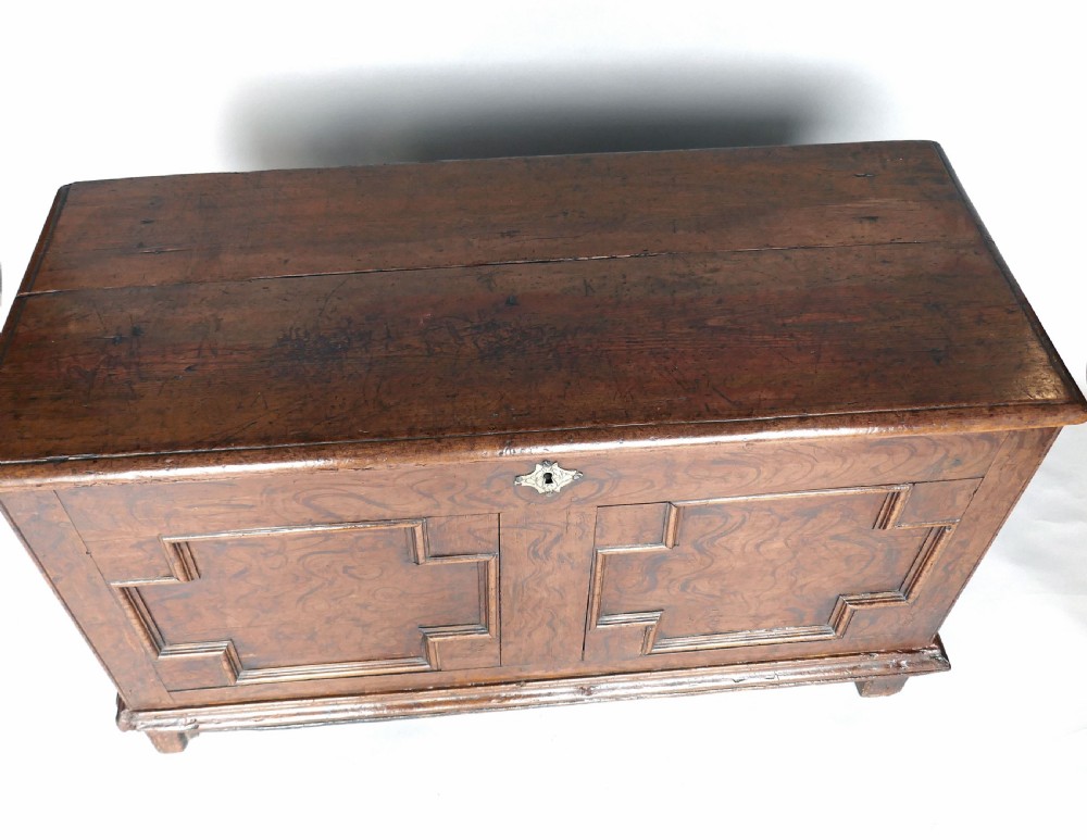 Antique 17thc Country Furniture Original Painted Pine Coffer.     English C1680-90. View II