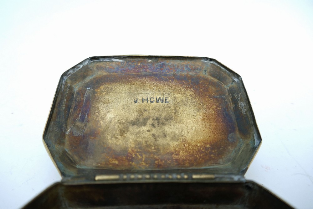 Antique Metalware 19thc Brass Snuff Box engraved and named Rt Hogg 1844.    English View IV