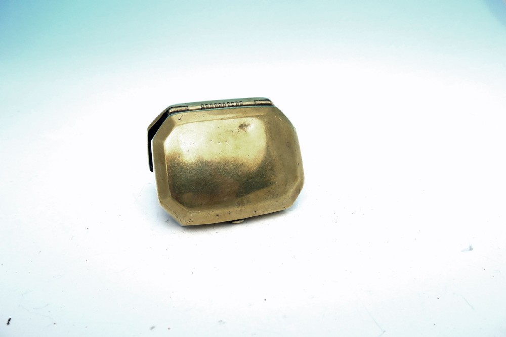 Antique Metalware 19thc Brass Snuff Box engraved and named Rt Hogg 1844.    English View V