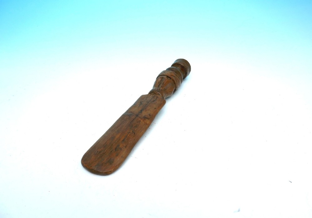 Early 19thc Treen Sycamore Kitchen Spatula With Carved Decoration.    English C1820-40. View II