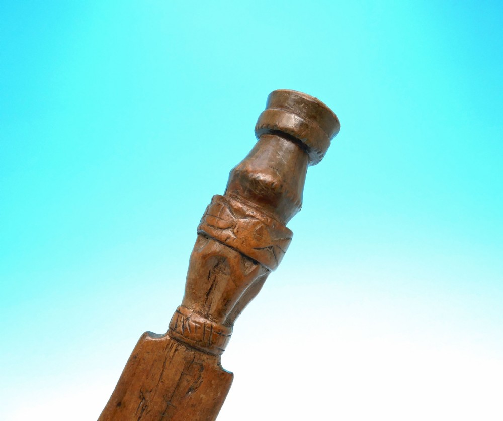 Early 19thc Treen Sycamore Kitchen Spatula With Carved Decoration.    English C1820-40. View III