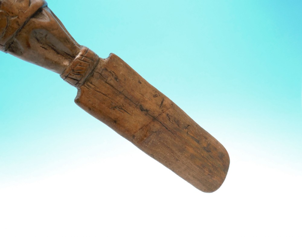 Early 19thc Treen Sycamore Kitchen Spatula With Carved Decoration.    English C1820-40. View IV