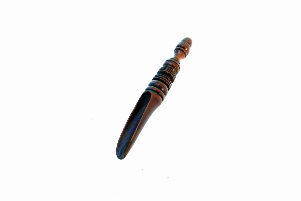 Antique 19thc Treen Fruitwood Ring Turned Apple Corer.    English C1800-20