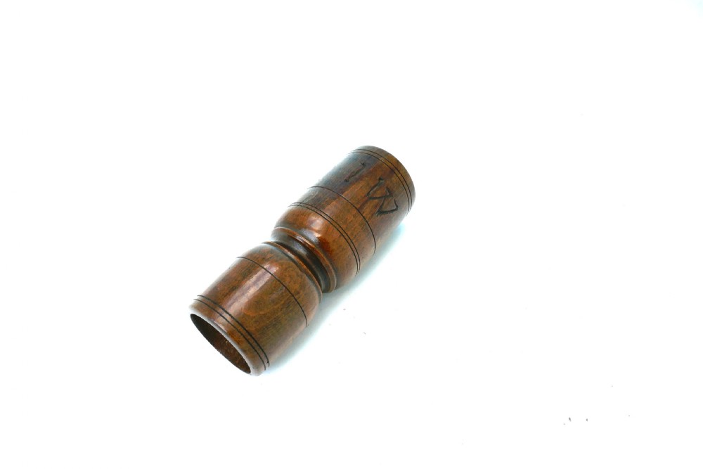 Antique Treen 19thc Turned Beech Double Spice Measure Initialled I W .  English C1840-60. View III