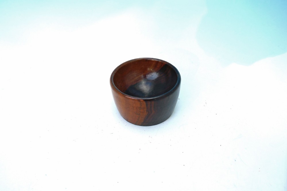 Antique Treen 19thc Lignum Vitae Wool Bowl.   English C1860-80