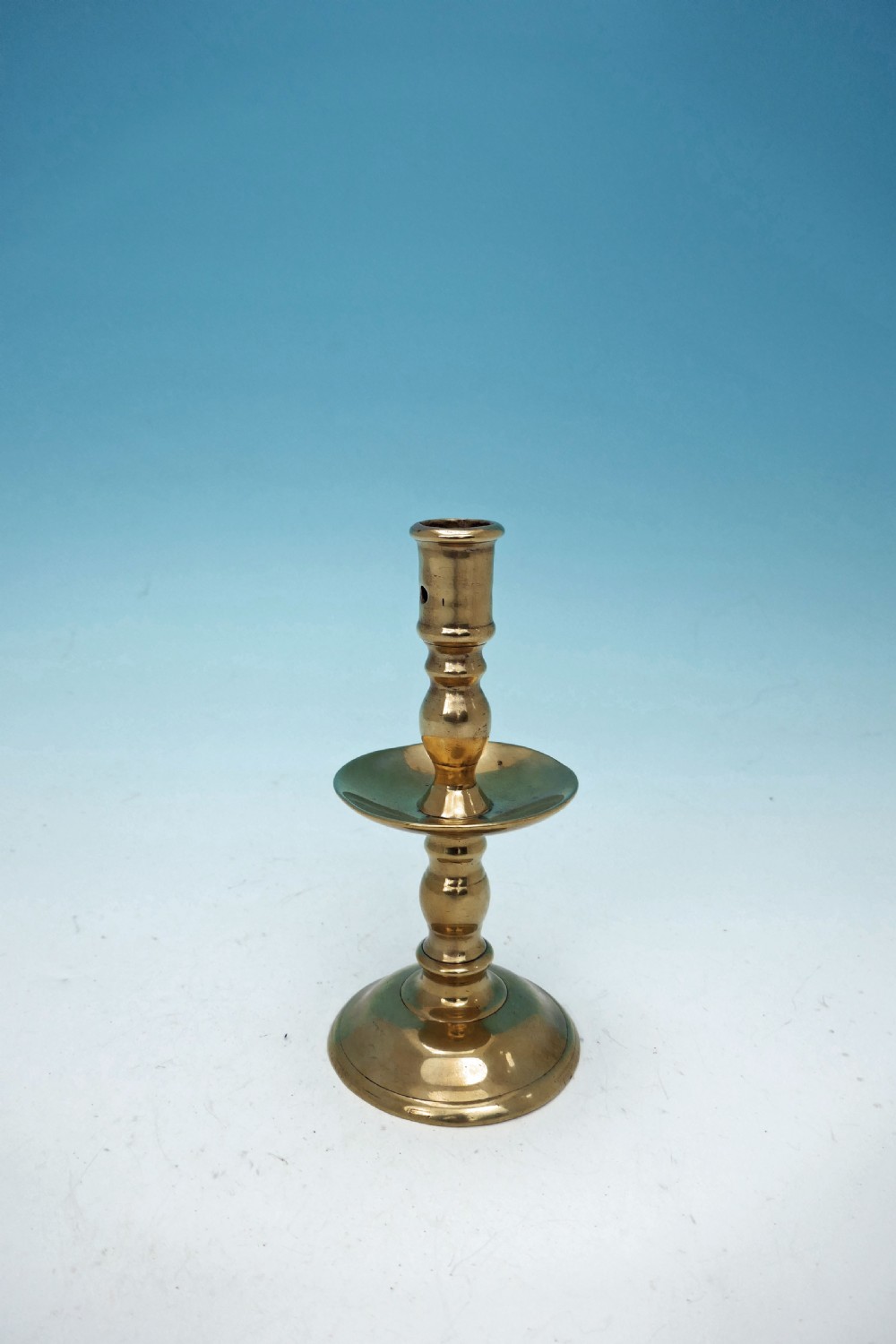 Antique Metalware 16thc Single Brass Heemskirk Candlestick.    Dutch C1550-70