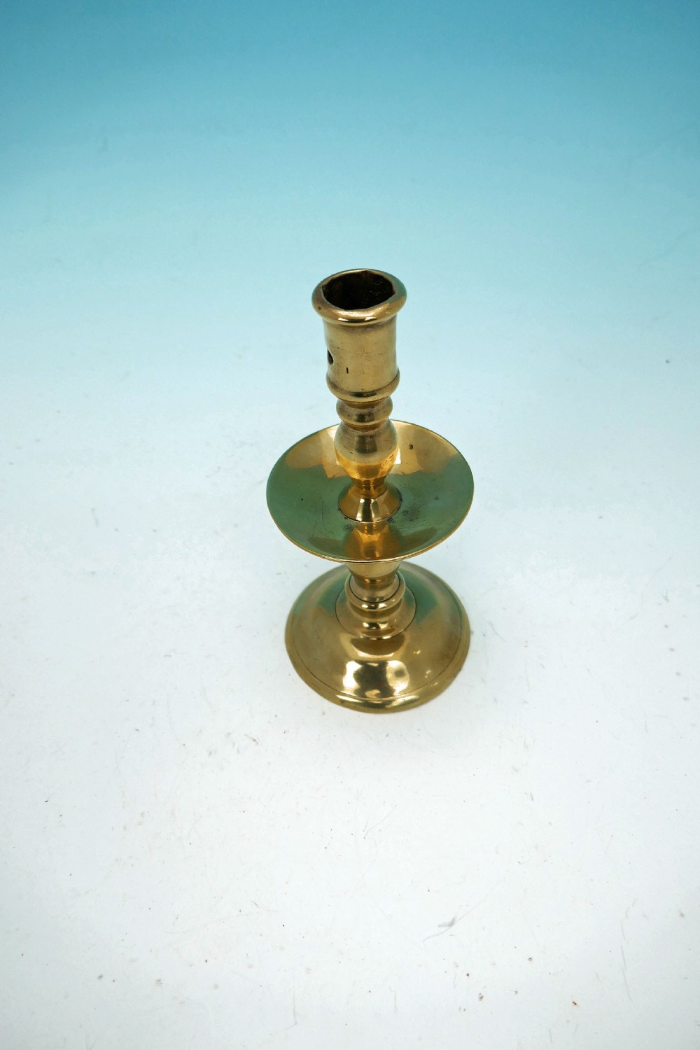 Antique Metalware 16thc Single Brass Heemskirk Candlestick.    Dutch C1550-70 View II