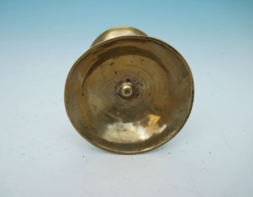 Antique Metalware 16thc Single Brass Heemskirk Candlestick.    Dutch C1550-70 View IV
