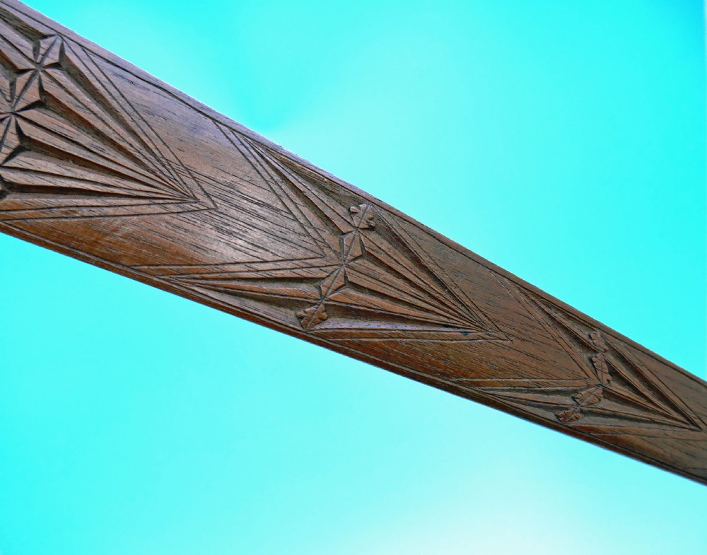 Antique Treen 19thc Walnut Carved & Shaped Page Turner. English C1820-40. View III