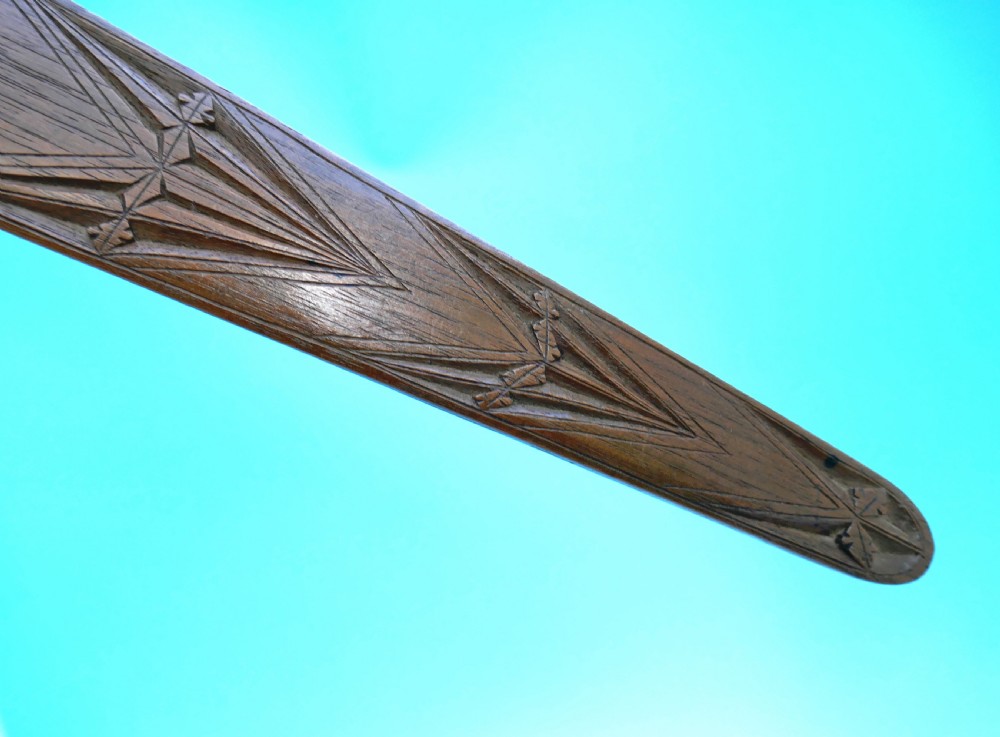 Antique Treen 19thc Walnut Carved & Shaped Page Turner. English C1820-40. View IV