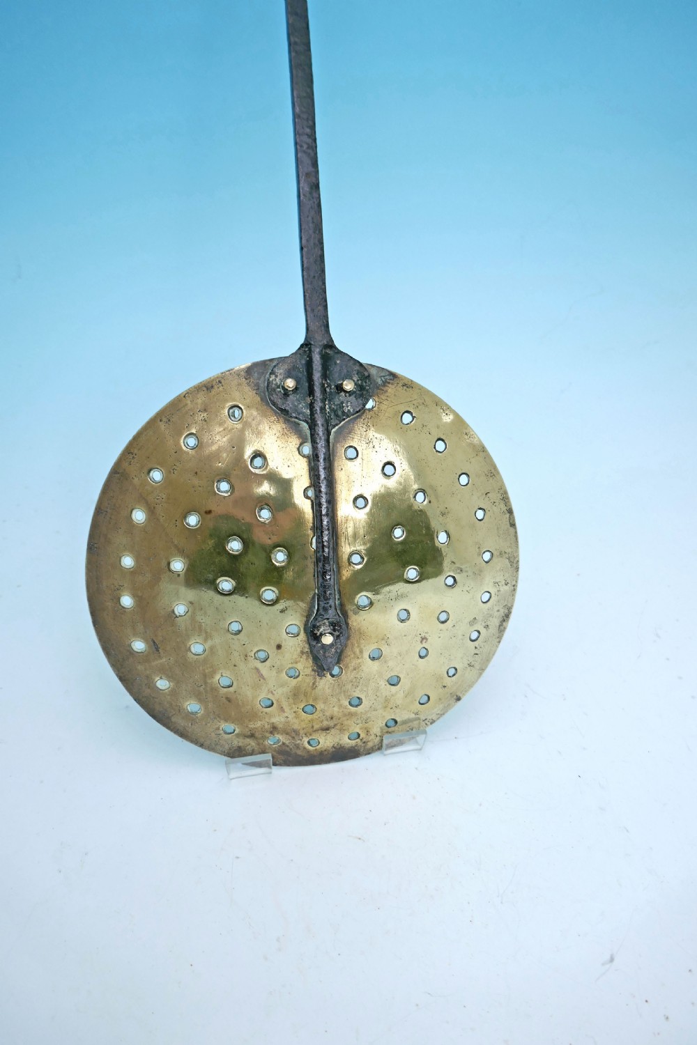 Antique Metalware 18thc Brass & Iron Pierced Dairy Skimmer.   English C1770-90 View II
