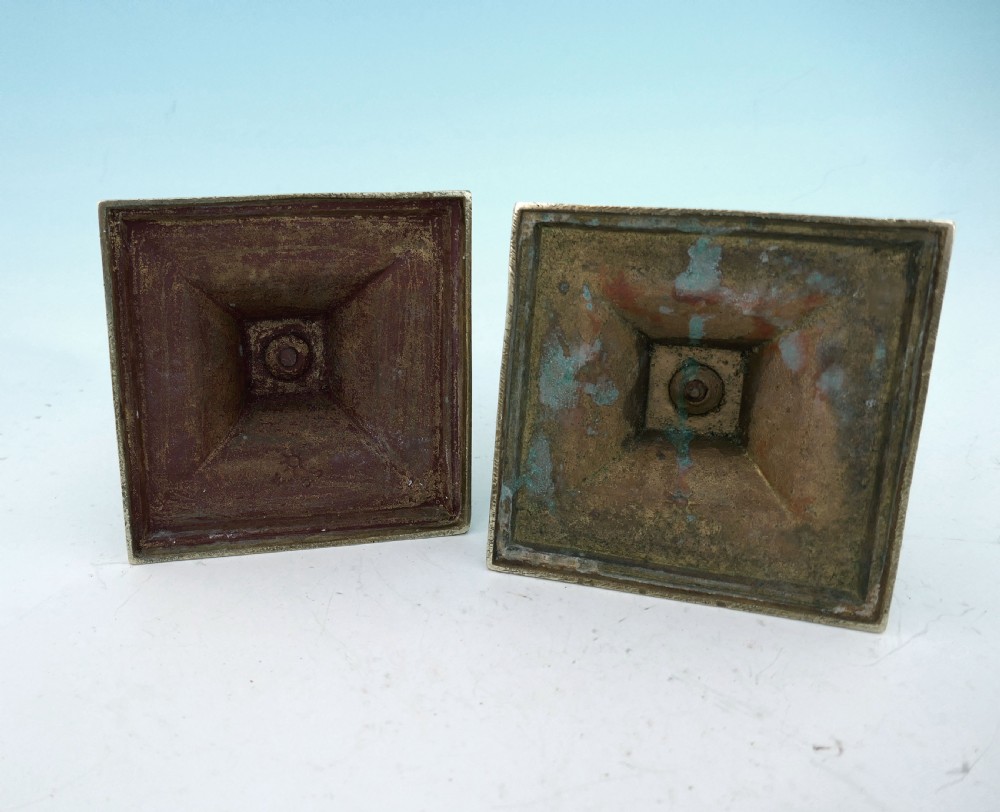 Antique Pair Of 19thc Brass Cluster Candlesticks Stamped William Tonks & Son.   English C1860-90. View III