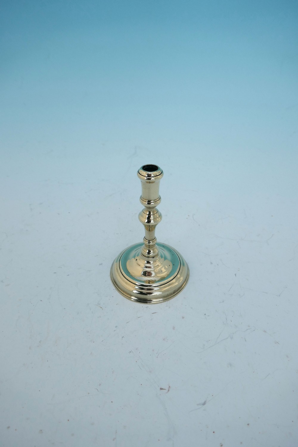 Antique Metalware 18thc Seamed Brass Taper Candlestick.   English. C1740-50.
