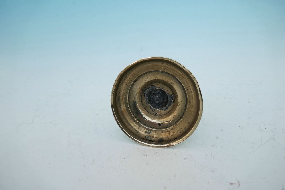 Antique Metalware 18thc Seamed Brass Taper Candlestick.   English. C1740-50. View II