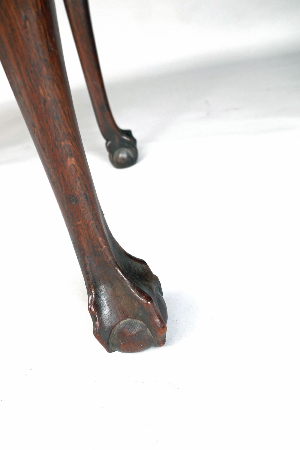 Antique 18thc Country Oak Furniture Side Table On Ball & Claw Feet.  English C1740-50. View IV