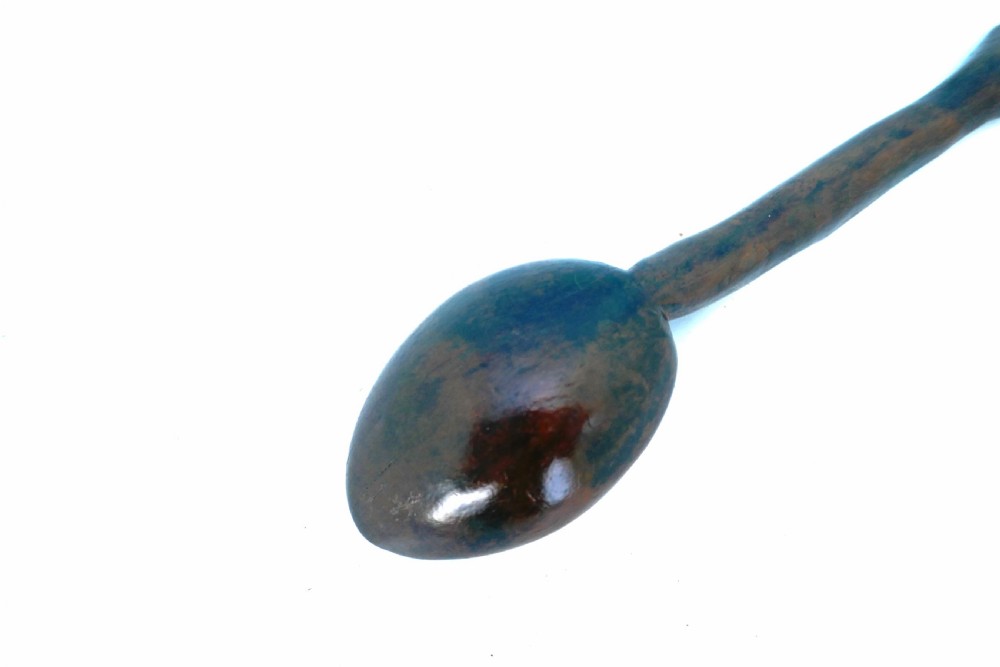 Antique Treen 19thc Fruitwood Carved Welsh Broth Spoon.    C1820-40 View IV