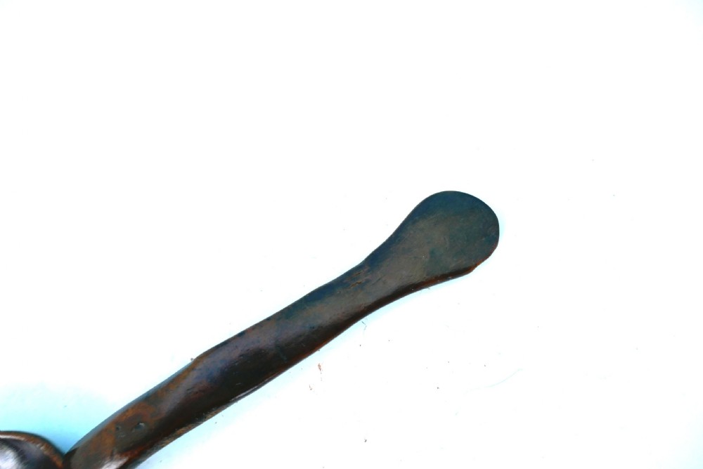 Antique Treen 19thc Fruitwood Carved Welsh Broth Spoon.    C1820-40 View V