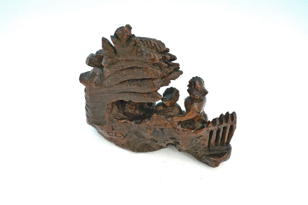Antique Carvings Early 18thc Signed Boxwood Group Country Scene.    Dutch C1700-20. View VI