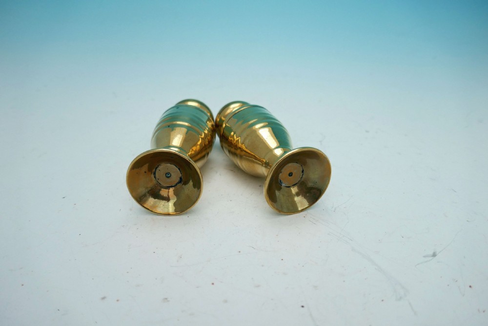 Antique Metalware Pair Of 18thc Brass Salt /Pepper Muffineers.    English  C1770-80. View II