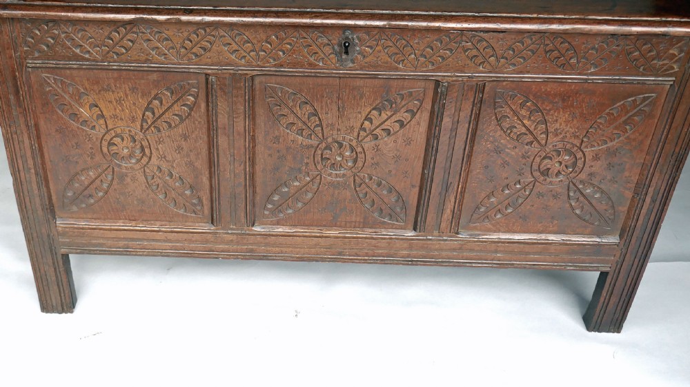 17thc Oak Furniture Panelled Joyned English Coffer.    C1640-60. View II