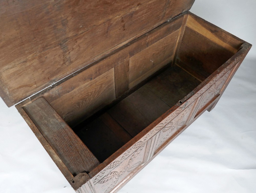 17thc Oak Furniture Panelled Joyned English Coffer.    C1640-60. View IV