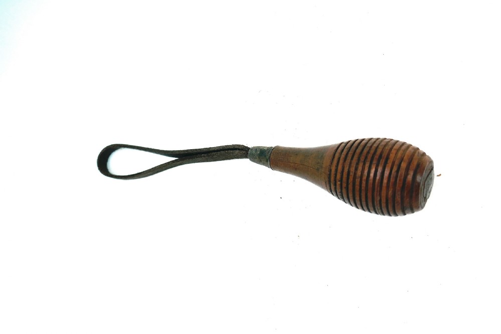 Antique Treen 19thc Turned Fruitwood Life Preserver / Protector.  English C1840-60