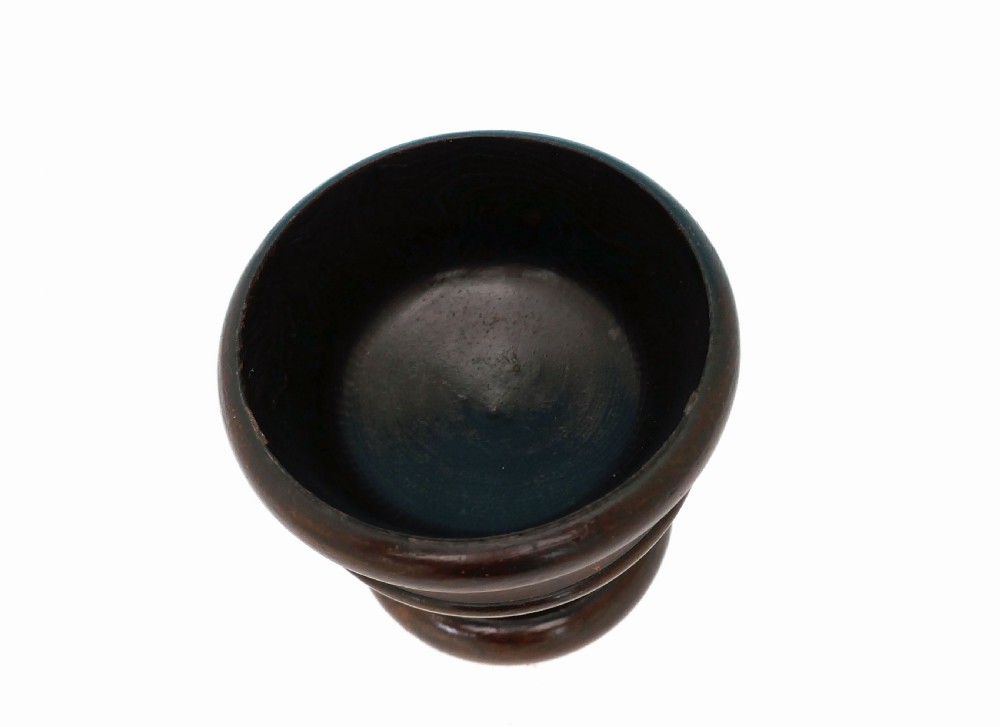 18th/19thc Antique Laburnum Treen Turned Master Salt On Raised Base.   Scottish C1780-C1820. View IV