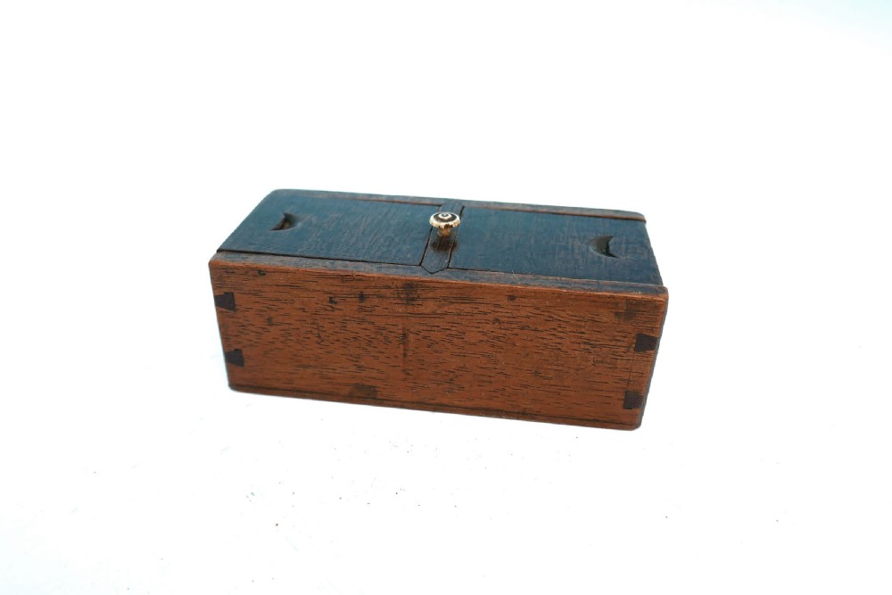 Antique Treen 19thc Mahogany Double Ended Stamp Box.     English C1870-90
