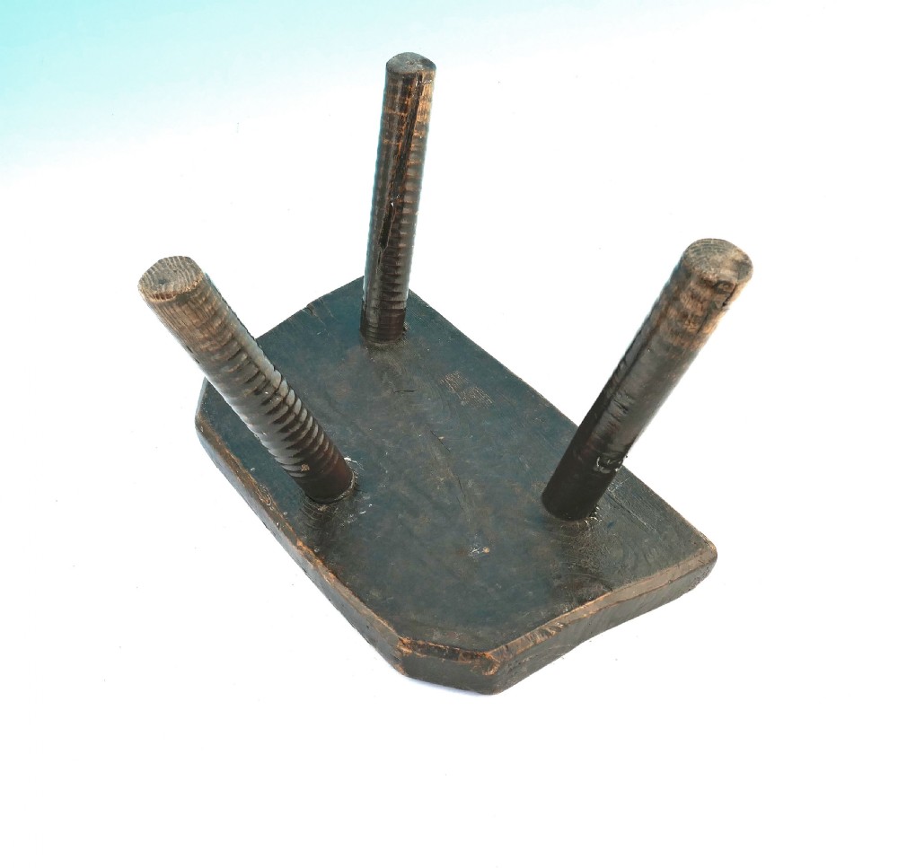 Antique English Country Furniture 19thc Three Legged Ash Milking Stool.   English - West Country C1840-60. View IV
