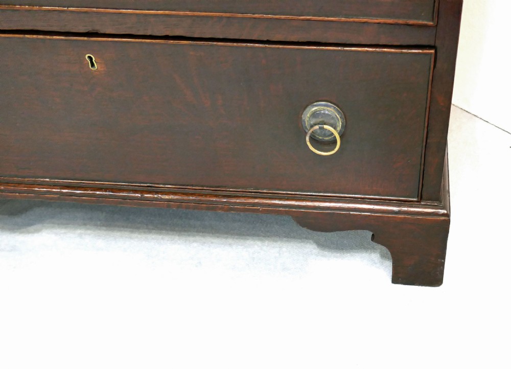 Antique 18thc Country Oak Furniture Bureau Bookcase Of Small Size.  English C1750-70. View IV