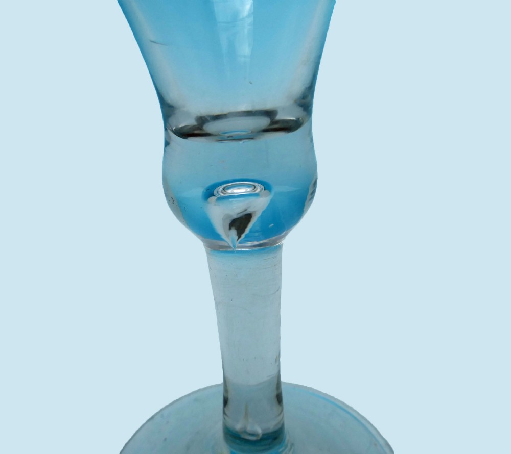 Antique Mid 18thc Bell Shaped Tavern Wine Glass With Tear Drop.    English C1750-70. View IV