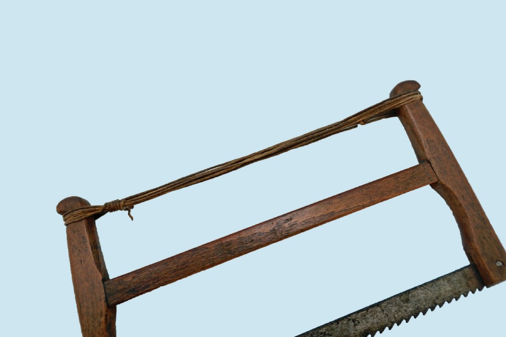 Antique Treen 19thc Minature Bow Saw With Wooden Frame.   English C1880/90. View III