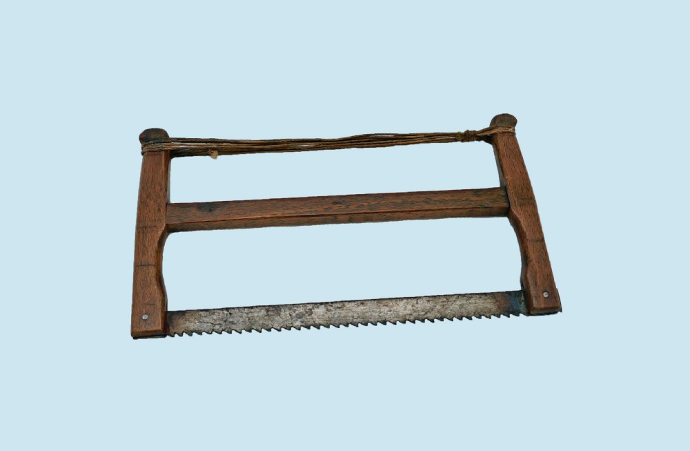 Antique Treen 19thc Minature Bow Saw With Wooden Frame.   English C1880/90. View IV