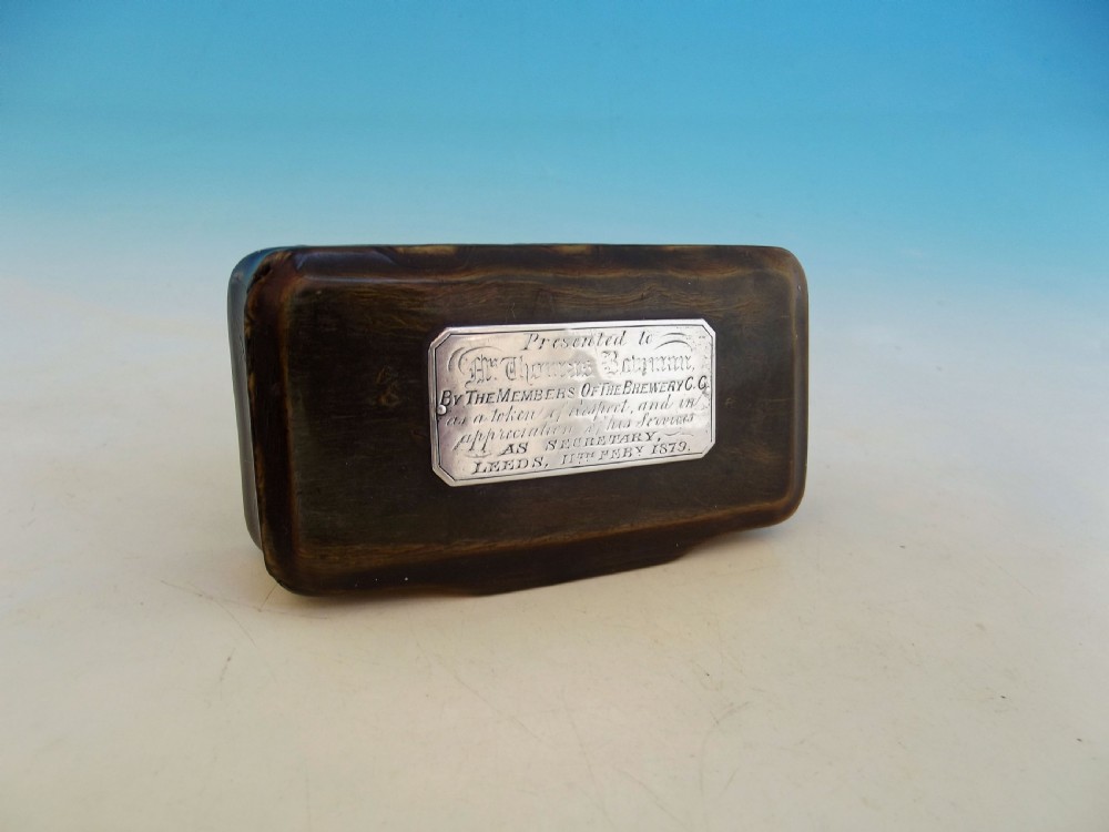 Antique Collectables 19thc Horn Snuff Box - Brewery C.C Dated 1879 View III