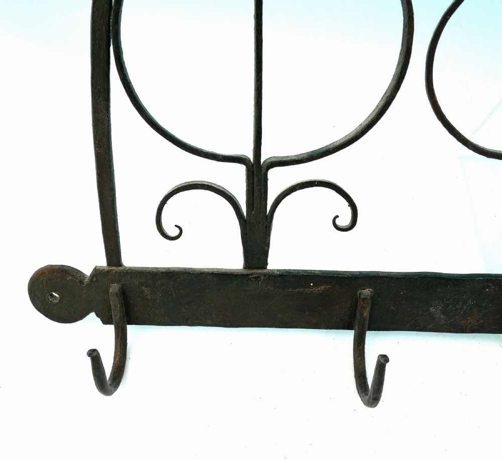 Antique Early Metalware 18thc Wrought Iron Hanging Wall Rack.    English C1760-70. View II
