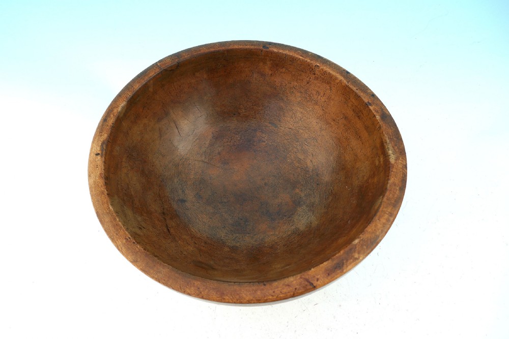 Antique Treen 19thc Turned Sycamore Dairy Bowl. English C1800-20