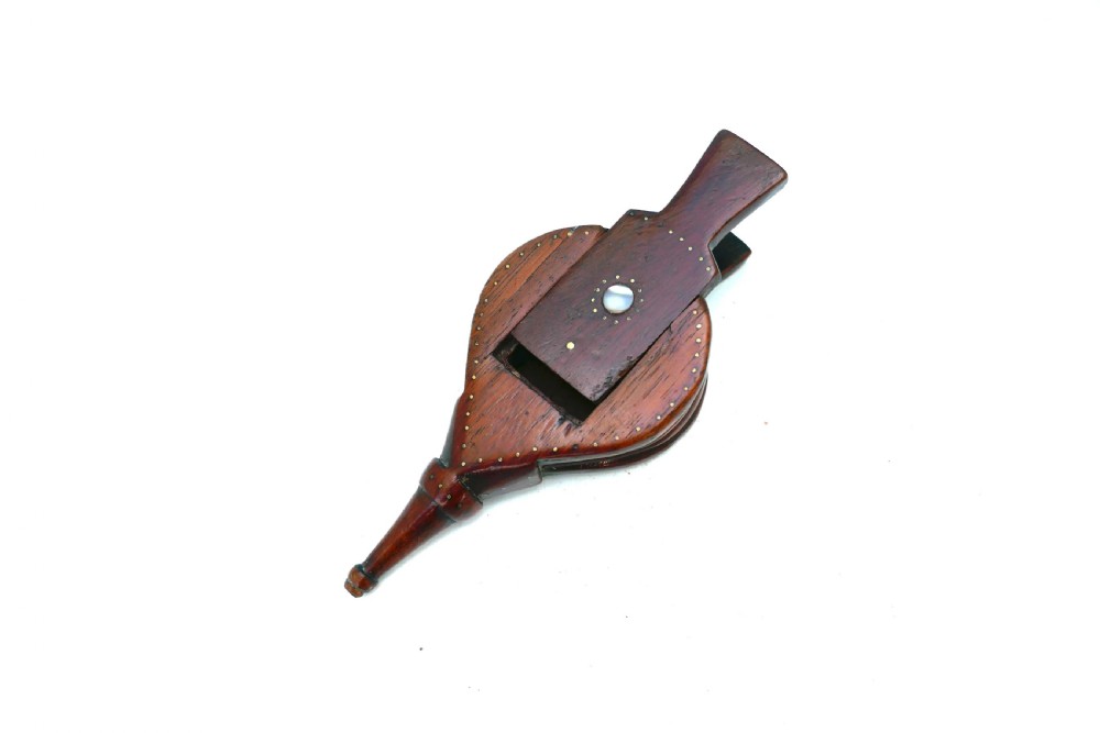 Antique Treen 19thc Fruitwood & Brass 